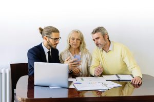 A couple with a financial consultant.